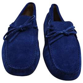 Tod's-Tods Gommino Driving Shoes in Blue Suede-Blue