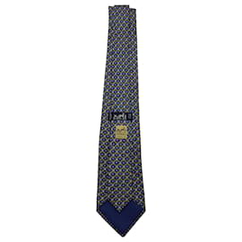 Hermès-Hermes Krawatte mit Blumenmuster aus blauer Seide-Blau