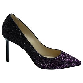 Jimmy Choo Romy 100 Décolleté in Glitter Rosa e Nero Altro Stampa python