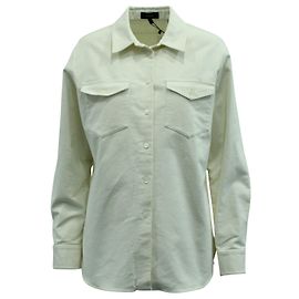 Camisa Theory de algodón blanco crema Blanco Crudo