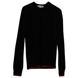 Comme des Garcons Rundhals-Sweatshirt mit kontrastierendem Saum aus schwarzer Wolle Schwarz