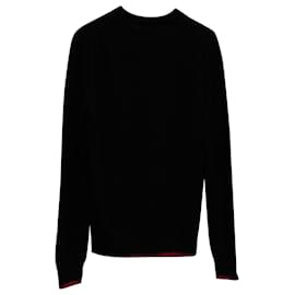 Comme Des Garcons-Comme des Garcons Crewneck Sweatshirt with Contrast Hem in Black Wool-Black