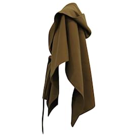 Theory-Theory Hooded Cape with Belt in Brown Wool-Brown