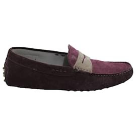 Tod's-Tod's Gommino Penny Driving Shoes in Purple Suede-Purple