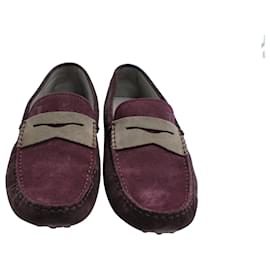 Tod's-Tod's Gommino Penny Driving Shoes in Purple Suede-Purple