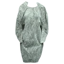 Marni-Marni Kleid mit abstraktem Print aus schwarz-weißer Baumwolle-Weiß