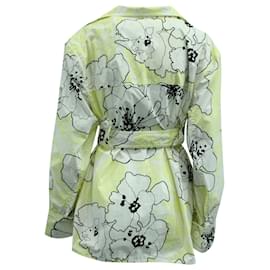 Marni-Marni Floral Belted Dress in Yellow Cotton-Yellow