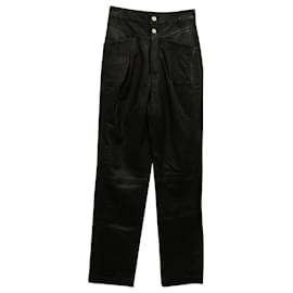 Iro-Pantalones de pierna recta plisados Iro Heim en cuero negro-Negro