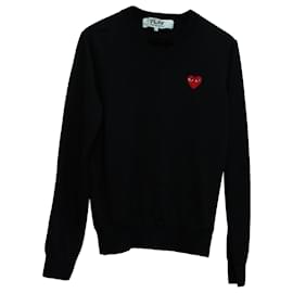Comme Des Garcons Comme Des Garcon Play Heart Patch-Pullover aus schwarzer Baumwolle Schwarz