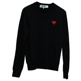 Comme Des Garcons Suéter Comme Des Garcon Play Heart Patch em algodão preto Preto