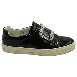 Baskets Roger Vivier Crystal Buckle en Cuir Verni Noir Noir