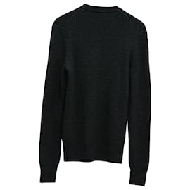 Sandro-Sandro Paris Checked Pattern Texture Sweater in Dark Grey Wool-Grey