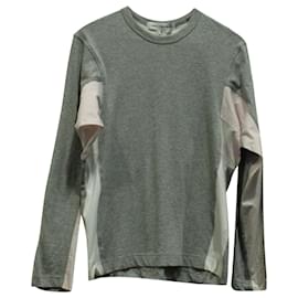 Comme Des Garcons-Comme Des Garcons Paneled Long Sleeve T-Shirt in Grey Cotton -Grey