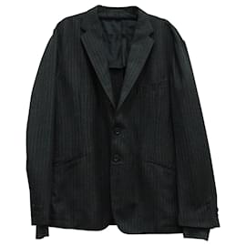 Yves Saint Laurent-Yves Saint Laurent Pinstripe Casual Jacket With Cuff in Grey Wool-Grey