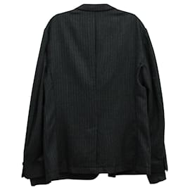 Yves Saint Laurent-Yves Saint Laurent Pinstripe Casual Jacket With Cuff in Grey Wool-Grey