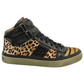 Jimmy Choo Baskets montantes Belgravia marron en daim à imprimé léopard Autre