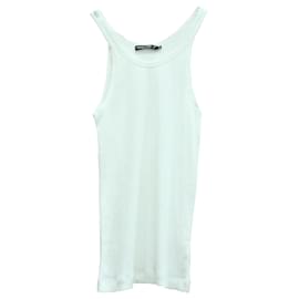Dolce & Gabbana-Camiseta sin mangas de canalé en algodón blanco de Dolce & Gabbana-Blanco
