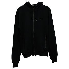 Dolce & Gabbana Kapuzenjacke mit Reißverschluss aus schwarzer Baumwolle Schwarz