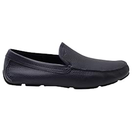 Salvatore Ferragamo-Salvatore Ferragamo Driver Moccasin in Navy Blue calf leather Leather-Blue,Navy blue