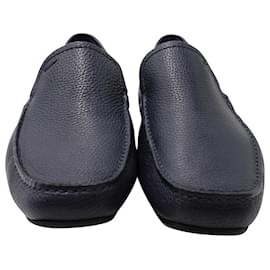 Salvatore Ferragamo-Salvatore Ferragamo Driver Moccasin in Navy Blue calf leather Leather-Blue,Navy blue