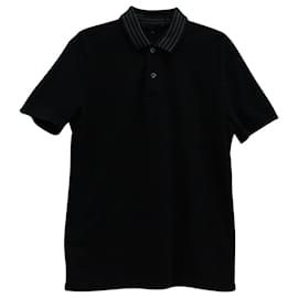 Gucci-Gucci Polo-T-Shirt mit Rippstrickbesatz aus schwarzer Baumwolle-Schwarz