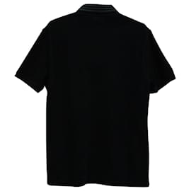 Gucci-Gucci T-shirt polo bordé de maille côtelée en coton noir-Noir