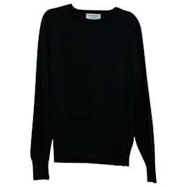 Thom Browne-Thom Browne Crewneck Knit Sweater in Black Wool-Black