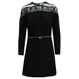 Sandro-Sandro Paris Lace Shoulder Dress in Black Viscose-Black