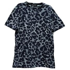 Neil Barrett-T-shirt Neil Barrett con stampa leopardata in cotone grigio-Grigio