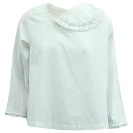 Comme Des Garcons-Comme des Garcons Bluse mit Rüschenbesatz aus weißer Baumwollpopeline-Weiß