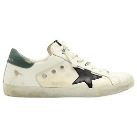 Baskets Basses Golden Goose Super-Star en Cuir Blanc Blanc Écru