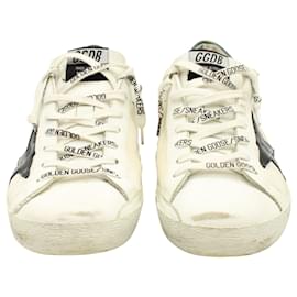 Golden Goose-Golden Goose Super-Star Low Top Sneakers in White Leather-White,Cream