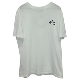 Apc-T-shirt con stampa logo APC in cotone bianco-Bianco