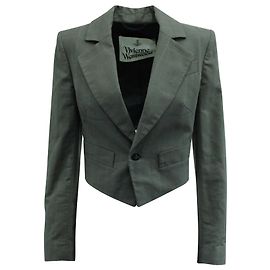 Blazer cropped Vivienne Westwood Lou Lou Spencer em lã cinza Cinza