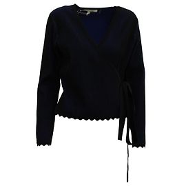 Diane Von Furstenberg Laura Wrap Top In Navy Blue Viscose Blue Navy blue