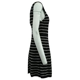 Alice + Olivia-Alice + Olivia Black Monah Stripe Dress in Black Acrylic-Black