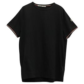 T-shirt Moncler con logo ricamato e patch in cotone blu navy Blu Blu navy