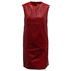 Vestido Shift MSGM Crocodile Effect em Poliuretano Vermelho Vermelho