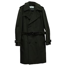 Saint Laurent-Saint Laurent Double Breasted Trench Coat in Green Khaki Cotton-Green,Khaki