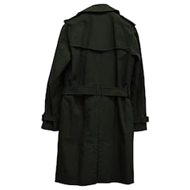 Saint Laurent-Saint Laurent Double Breasted Trench Coat in Green Khaki Cotton-Green,Khaki