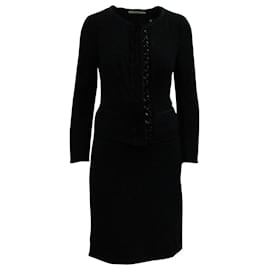 Prada-Prada Boucle Skirt Suit in Black Viscose-Black