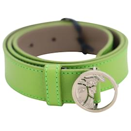 Versace-Versace Medusa Logo Buckle Belt in Green Leather-Green