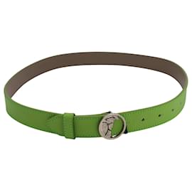 Versace-Versace Medusa Logo Buckle Belt in Green Leather-Green