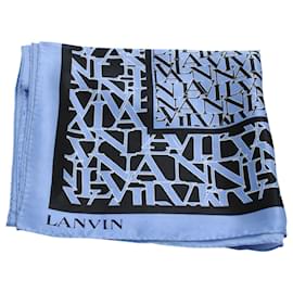 Lanvin-Lanvin Logo Print Scarf in Blue Silk-Other