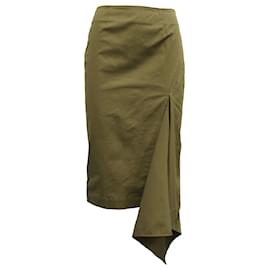 Autre Marque-Monse Slash Midi Skirt in Brown Cotton-Brown