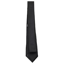 Fendi-Fendi Striped Detail Tie in Black Silk-Black