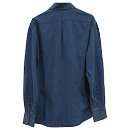 Brunello Cucinelli-Brunello Cucinelli Slim Fit Button Down Shirt in Blue Cotton Denim-Blue