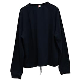 Thom Browne-Thom Browne Raglanpullover aus marineblauer Merinowolle-Blau,Marineblau