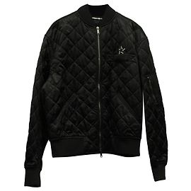 Valentino Quilted Bomber Jacket with VLTN Star Print in Black Nylon Black
