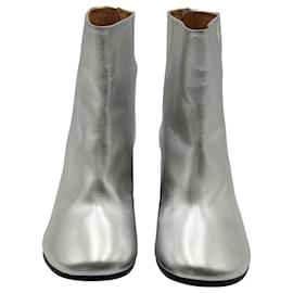 Maison Martin Margiela-Ankle Boots Maison Margiela em couro metalizado prata-Prata,Metálico